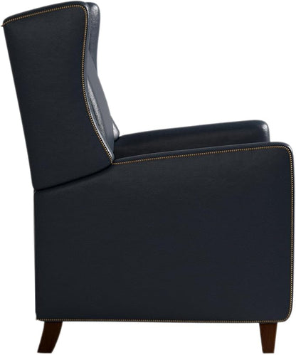 Genuine Leather Recliner Chair for Adults, Top-Grain Leather Manual Recliner with Classic Design, Comfortable Armchair for Living Room, Bedroom or Theater Use