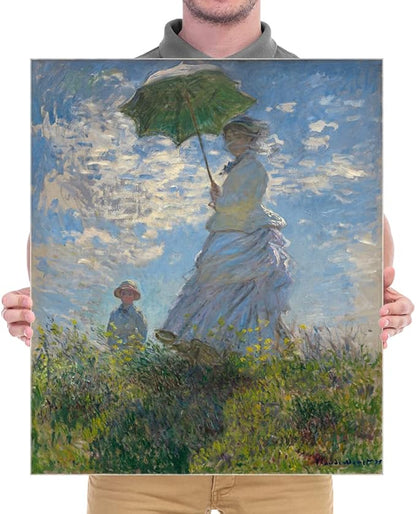 Wieco Art Woman with a Parasol Madame Monet and Her Son Canvas Prints Wall Art of Claude Monet Famous Classic Oil Paintings Reproduction Gallery Wrapped People Pictures