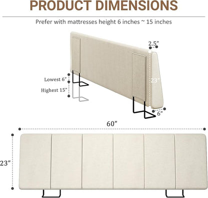 Queen Size Headboard Only-No Assembly, Upholstered Headboard Queen Size Linen Fabric Modern Style Headboards for Adjustable Bed Extra-Thick, Beige