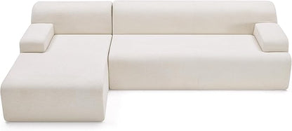 107" Modular Sectional Sofa, Boneless Couch Sponge Sofa for Living Room, High Density Sponges Cloud Couch,Modular L-Shape Sofa with Chaise, (Beige)