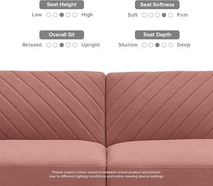mopio 76.4" Futon Sofa Bed, Couch, Loveseat, Sleeper Sofa, Mid Century Modern Futon Couch, Sofa Cama, Couches for Living Room (Old Rosa Velvet)