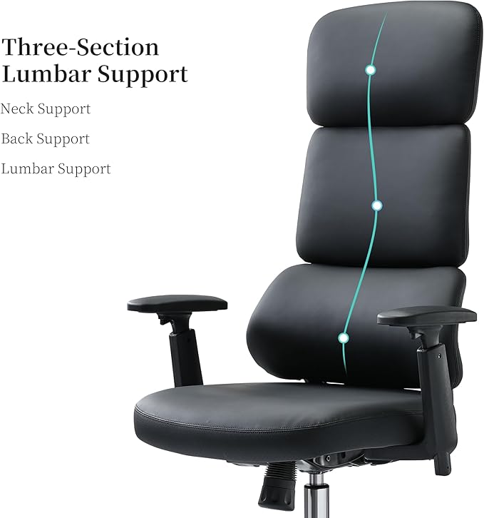 EUREKA ERGONOMIC Remi High Back Office Chair, PU Leather Office Chair with Wheels, Leather Desk Chair, Executive Office Chair Comfy for Home & Office, Black