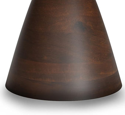 SIMPLIHOME Winnie Coffee Table - 30 inch Wide Solid Acacia Wood Round Living Room Table in Walnut, Modern Center Table for Sitting Area or Lounge with Spacious Top and Pedestal Base, Assembled