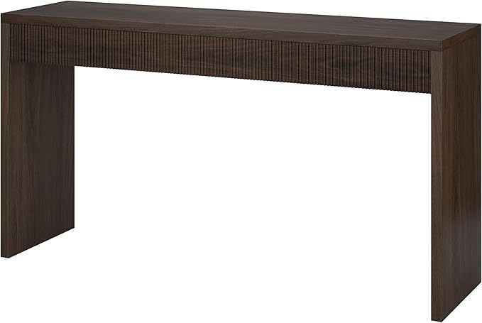 Henn&Hart 55'' Wooden Rectangular Fluted Console Table Entryway Table, Sofa Table for Entryway, Living Room, Couch, Hallway, or Office, Alder Brown