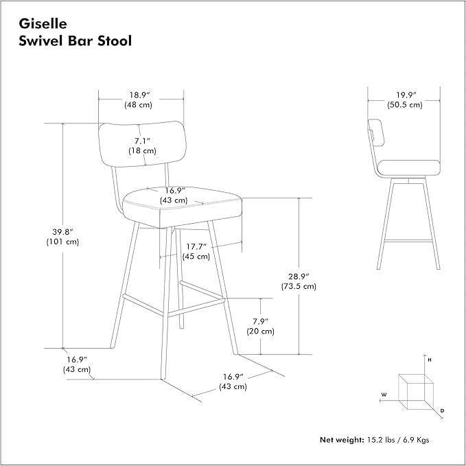 SIMPLIHOME Giselle Swivel Bar Stools (Set of 2) - 29 inch Seat Height Upholstered Metal Chairs in Natural Polyester Linen, Contemporary Seating for Kitchen or Bar with Cushioned Seat and Back