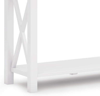 SIMPLIHOME Kitchener Console Table - 47 Inch Wide Solid Wood Sofa Table in White, Contemporary Storage Table for Entryway or Living Room with 2 Drawers, Bottom Shelf, and X-Design Side Panels