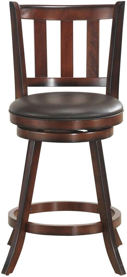 COSTWAY Bar Stools Set of 4, Counter Height Dining Chair, Fabric Upholstered 360 Degree Swivel, PVC Cushioned Seat, Perfect for Dining and Living Room (Height 25''-Set of 4)