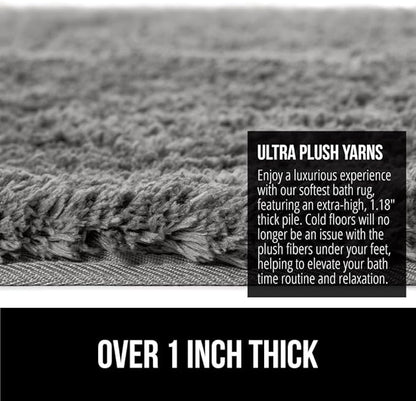 GORILLA GRIP Bathroom Rugs, 60x24, Ultra Soft Absorbent Mat, Thick Plush Bath Rug, Machine Washable, Microfiber Quick Dry, Mats for Shower, Bathtub and Floor, Home Decor Accessories, Gray