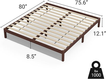 LIFEMENT Classic Wood Platform Bed Frame, Essential, Noise Free, Under Bed Storage, No Box Spring Needed, Easy Assembly (Walnut, King (U.S. Standard))