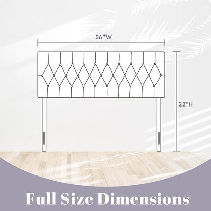Kingfun Tufted Upholstered Full Size Bed Headboard in Modern Button Design, Adjustable Solid Wood Head Board, Premium Linen Fabric Padded Headboards in Bedroom (Dark Grey)