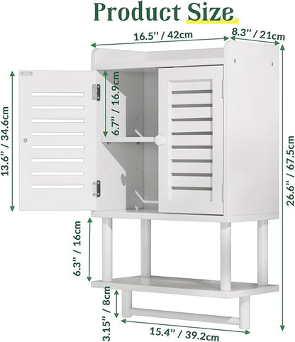 AmazerBath Bathroom Wall Cabinets, Bamboo Medicine Cabinets with Towel Bar, Hanging Over The Toilet Storage Cabinet with Adjustable Shelves, Organizer Cabinet for Small Spaces, 8.3x16.5x26.6 Inches