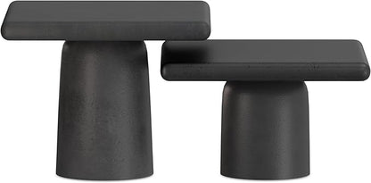 SIMPLIHOME Zachary Coffee Table 2-Piece Set - 42 inch Wide Cast Aluminum Square Living Room Tables in Graphite and Black Nickel, Contemporary Nesting Center Table Set with Flexible Style, Assembled