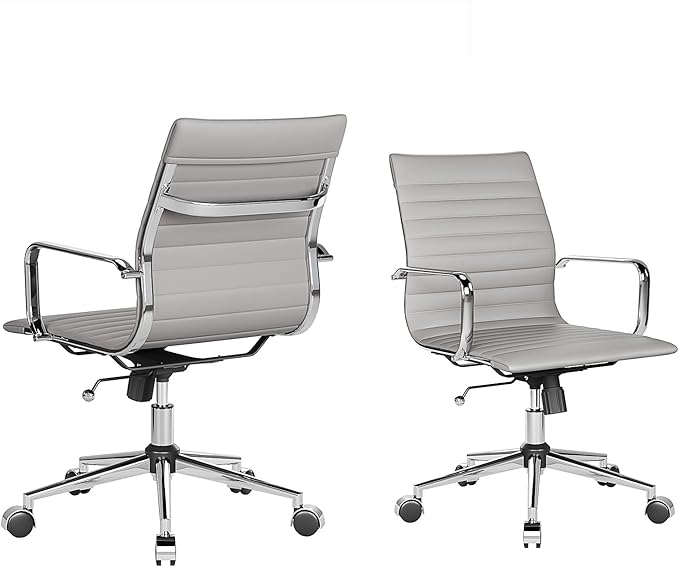 Office Chair Ergonomic Swivel Desk Chair with Wheels Adjustable Heavy-Computer Chair for Home and Conference Room Wide 22.83in Seat for Women and Men ，Grey