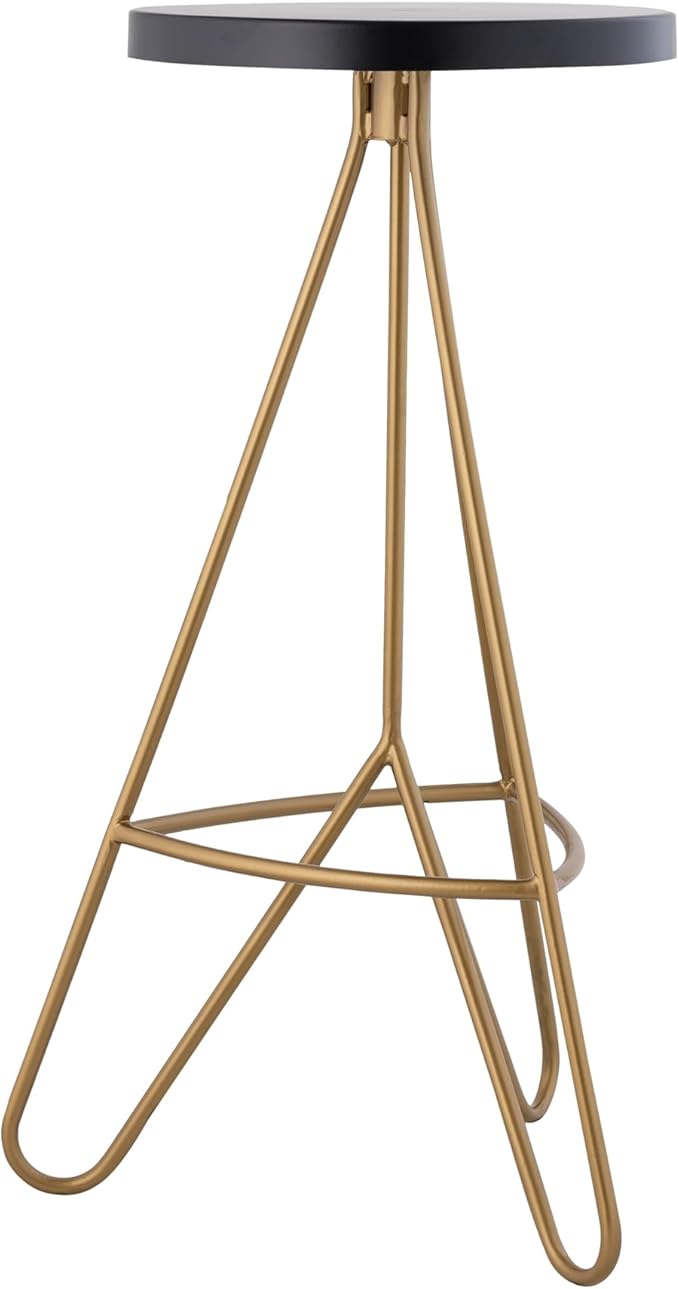 JONATHAN Y BSL1002A Trinity 30" Modern Industiral Iron Tripod Backless Bar Stool for Home, Kitchen, Dining Room, Workspaces, Cafes and Resturants, Black Seat with Gold Frame