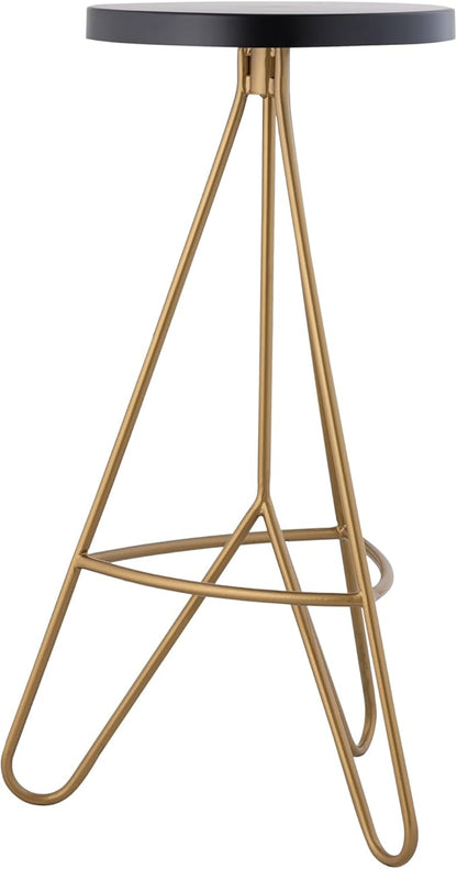 JONATHAN Y BSL1002A Trinity 30" Modern Industiral Iron Tripod Backless Bar Stool for Home, Kitchen, Dining Room, Workspaces, Cafes and Resturants, Black Seat with Gold Frame