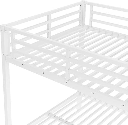 Bellemave Full Over Full Bunk Bed for Adults, Full Size Bunk Beds Frame with Build in Ladder and Full Length Guardrail, Easy Assemble Bunkbeds, Noise Reduced, Mattress Not Included, White