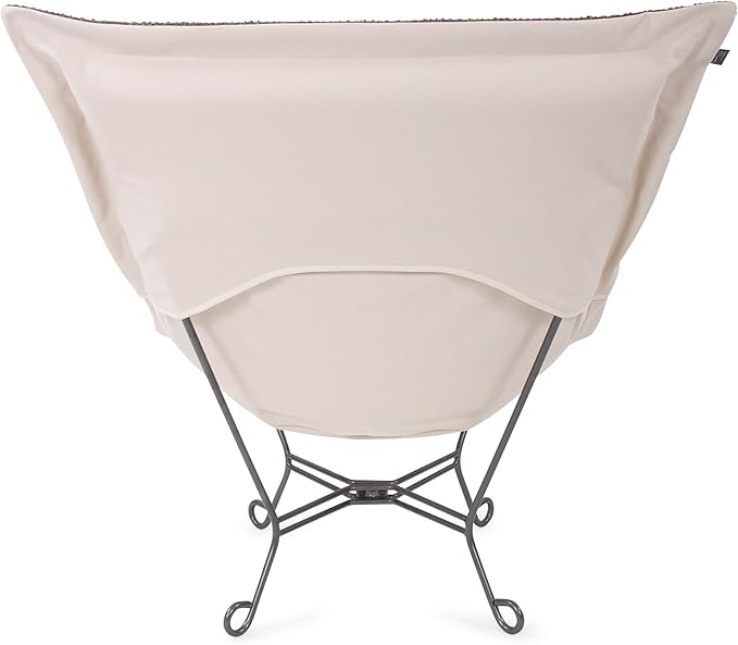 Howard Elliott Scroll Puff Rocker Seating Chair With Cover, Multipurpose Alternate Seating Butterfly Chair with Titanium Frame, Patio Furniture for Camping, Home, Indoor & Outdoor, Bella Sand