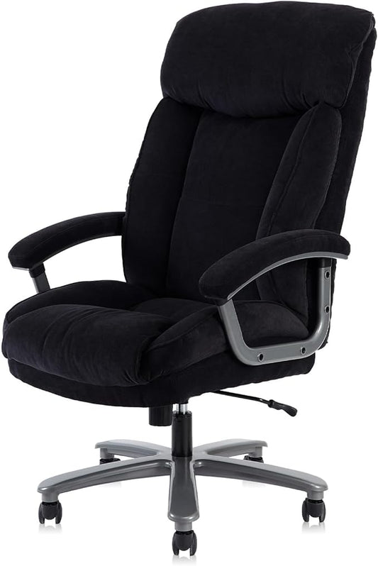 CLATINA Big and Tall Executive Office Chair, Extra Wide Seat, 800 LBS Capacity Heavy Duty Ergonomic Cloth Desk Chair with Wheels and Padded Armrests, High Back Fabric Computer Task Chair, Black