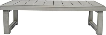 Christopher Knight Home Rammus 2 Pieces Outdoor Conversation Set, Acacia Wood Chat Set, Rectangular Coffee Table and Patio Loveseat Sofa, Slat Design Patio Furniture Set for Garden, Beige + Light Grey