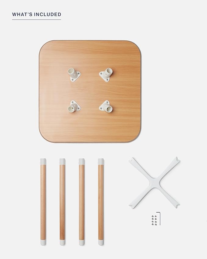 Lalo The Play Kit - Kids Table & Chairs Set with Sustainably Sourced Wood Table & 2 Non-Toxic Bucket Seat Chairs - Safe & Comfortable - Natural/Grapefruit