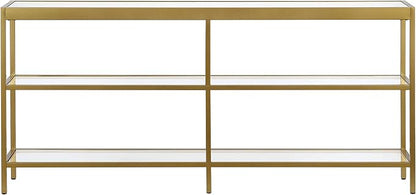 Henn&Hart 64" Wide Rectangular Console Table in Brass, Entryway Table, Accent Table for Living Room, Hallway