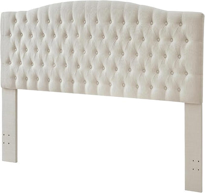 Linen Upholstered Headboard King/Cal King Size Latest Model Wall Mount, Bed Frame Mount, Featuring High-Density Sponge Padding, Luxury Texture Easy Assembly Comfort and Style-Ivory