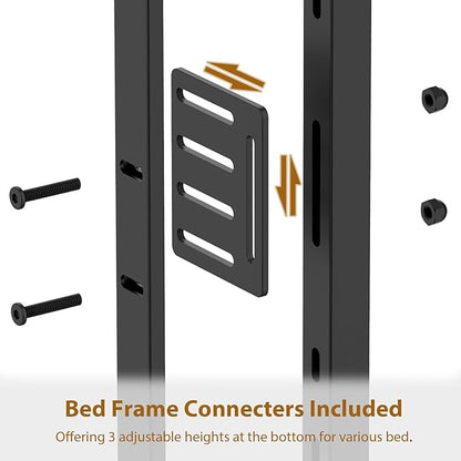 King Size Headboard with Drawers, Outlets & USB Ports,Sturdy Wood Bed Frame with Adjustable Height, Built-in LED Lighting (Grey, King 75.2 * 7.08 * 45.7)