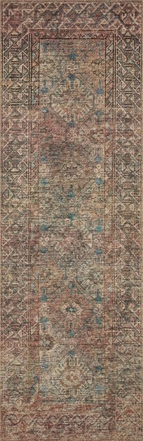 Loloi Amber Lewis Billie Collection, Aqua & Rust 2'-0" x 5'-0" Area Rug – Antique & Distressed Accent Rugs for Living Room, Bedroom, Entryway & Hallway, No Shed High Traffic Area Home Decor Rug