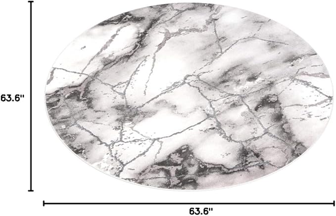 SAFAVIEH Craft Collection Area Rug - 5'3" Round, Grey & Silver, Modern Abstract Design, Non-Shedding & Easy Care, Ideal for High Traffic Areas in Living Room, Bedroom (CFT877G)
