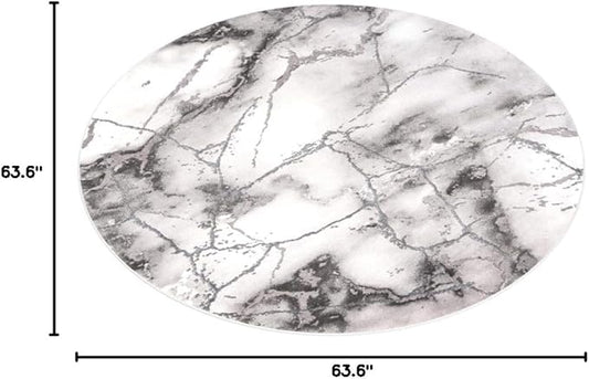 SAFAVIEH Craft Collection Area Rug - 5'3" Round, Grey & Silver, Modern Abstract Design, Non-Shedding & Easy Care, Ideal for High Traffic Areas in Living Room, Bedroom (CFT877G)