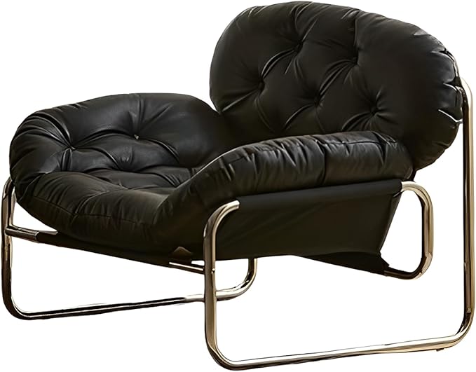 Thick Cushioned Recliner Sofa, Lazy Chair with Upholstery and Footrest, for Living Room, Bedroom, Dorm Black A