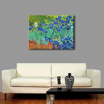 Wieco Art Irises Canvas Print Wall Art by Van Gogh Famous Flowers Oil Paintings Reproduction Large Gallery Wrapped Floral Pictures Flowers Giclee Artwork for Dining Room Home Office Decorations
