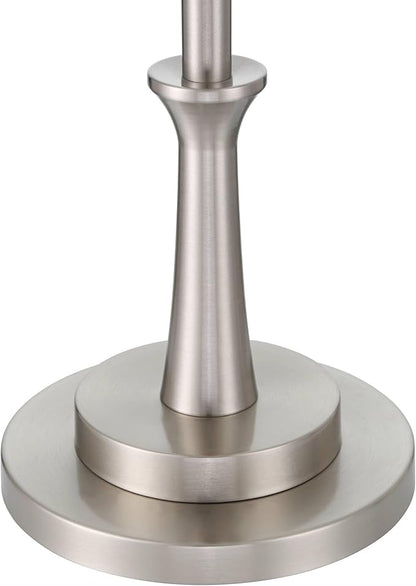Possini Euro Design Burbank Modern 64" Tall Standing Floor Lamp Downbridge Pole Task Silver Metal Brushed Nickel Finish Living Room Bedroom House Reading Office Home Decor Entryway White Drum Shade