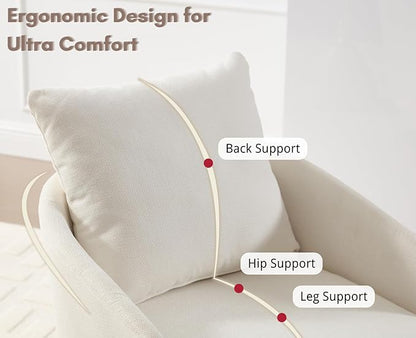 CIMOTA Swivel Accent Chairs Set of 2, Modern Barrel Armchairs with 360° Swivel Base and Pillow, Upholstered Fabric Club Chairs for Living Room/Reading/Office, Beige