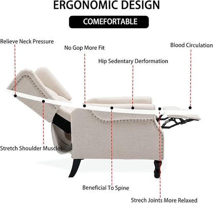 Wingback Recliner Chair, Modern Accent Arm Chair for Living Room/Bedroom/Office/Home Theater, Beige