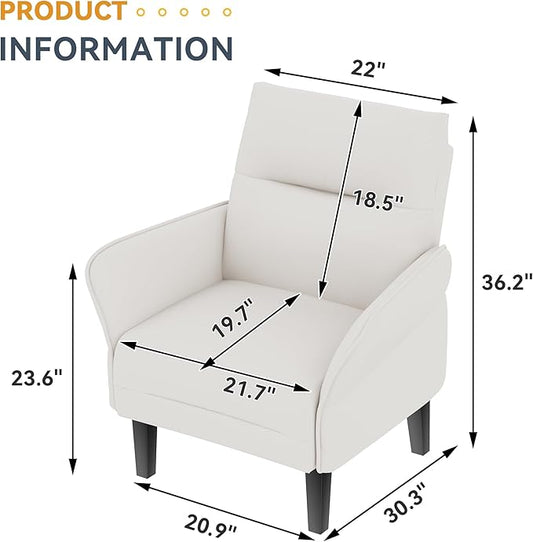 HAOBO Home Modern Accent Chair Upholstered Faux Leather Armchair Living Room Chairs Lounge Side Chairs Office Chair Beige Set of 2