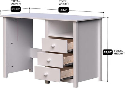 From the Tree Furniture Solid Wood Desk with Drawers – Compact Study Desk for Kids & Adults, Space-Saving Home Office Writing Table, Real Pine Construction