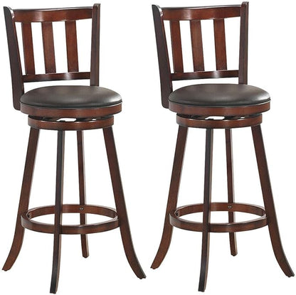 COSTWAY Bar Stools Set of 2, Counter Height Dining Chair, Fabric Upholstered 360 Degree Swivel, PVC Cushioned Seat, Perfect for Dining and Living Room (Height 29.5''-Set of 2)