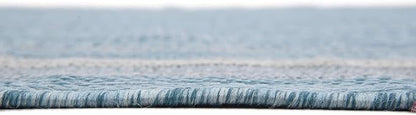 Unique Loom Outdoor Border Collection Area Rug - Soft Border (9'x 12' Rectangle, Aquamarine/ Ivory)