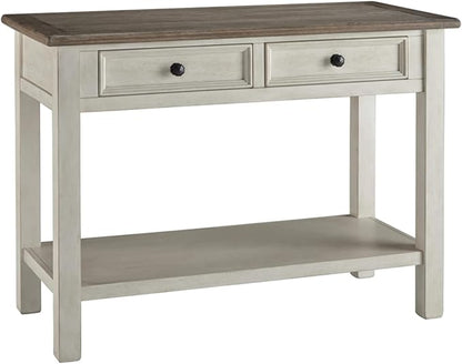 Signature Design by Ashley Bolanburg Farmhouse Rectangular Two Tone Sofa Table, Antique Cream