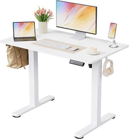 Homall Height Adjustable Electric Standing Desk, Memory Stand up Desk with Headphone Hook, Home Office Desks with Splice Board