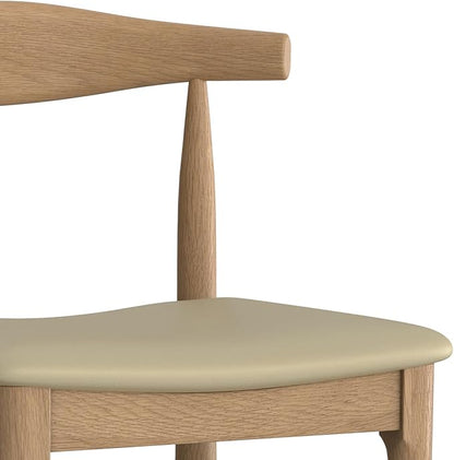 SIMPLIHOME Molly Bar Stool - 29 inch Seat Height Upholstered Wood Chair in Natural Faux Leather, Mid Century Seating for Kitchen or Bar with Contoured Back and Footrest, Fully Assembled
