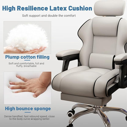 Executive Computer Chair Home Office Desk Chair,Adjustable Angle, Ergonomic Adjustable Height PU Leather Chairs with Cushions Armrest for Long Time Seating-High Office Chair with Footrest