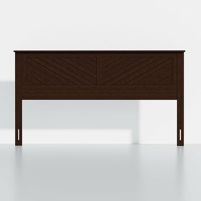 Serene King Size Wood Headboard Diagonal Panel Design in a Stained Walnut Finish