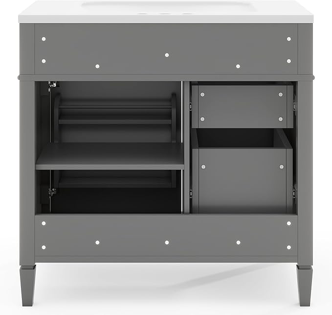 36" Bathroom Vanity with Matching Medicine Cabinet, Modern Sink Storage Cabinet with Drawers, Soft Closing Doors and Shelf, Bathroom Vanities with Sink & Mirror
