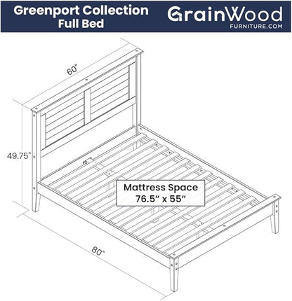 Grain Wood Furniture Greenport Solid Wood Platform Bed, Full Size, Brushed Walnut