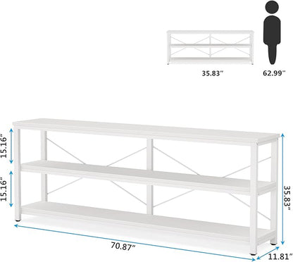 Tribesigns 71" Sofa Tables,Extra Long Couch Table, Narrow Long Console Table, Entryway Table,Sofa Table with 3 Tiers Storage Shelves (White)