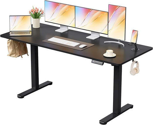 Homall Height Adjustable Electric Standing Desk, Memory Stand up Desk with Headphone Hook, Home Office Desks with Splice Board