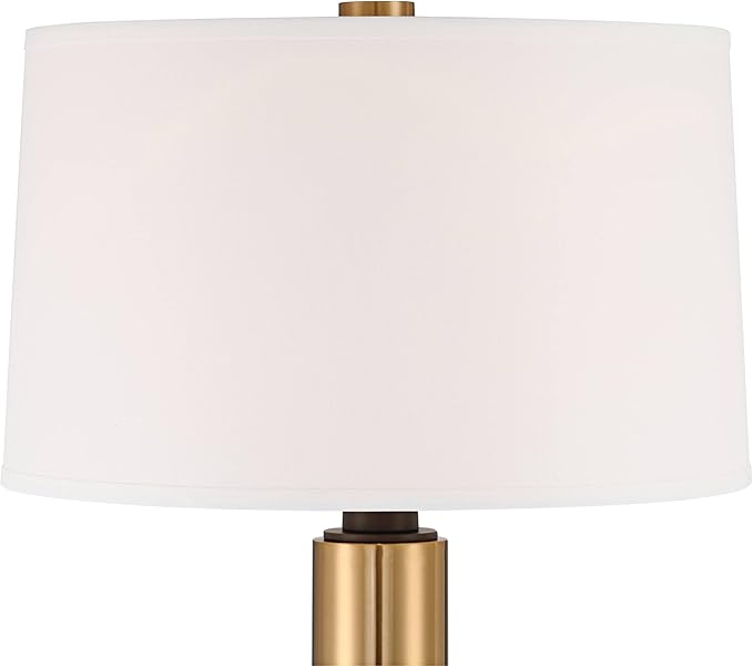 Possini Euro Design Boulevard Modern Glam Luxury 64 1/2" Tall Standing Floor Lamp Column Warm Gold Metal Living Room Bedroom House Reading Office Home Decor Entryway Dining Indoor White Drum Shade