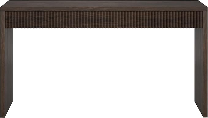 Henn&Hart 55'' Wooden Rectangular Fluted Console Table Entryway Table, Sofa Table for Entryway, Living Room, Couch, Hallway, or Office, Alder Brown